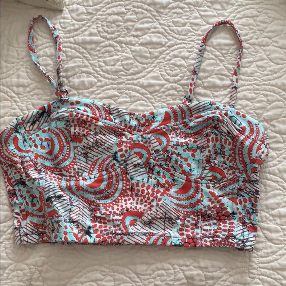 Blue and red crop top